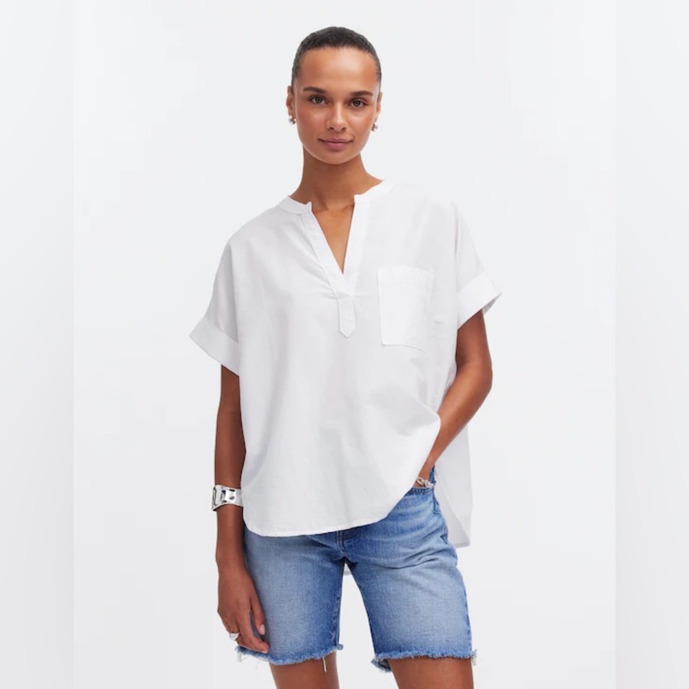 Madewell Lakeline Popover Shirttail Top Size S